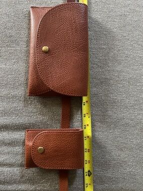 Anthropologie Brown Faux Leather Belt Pouch Set size M